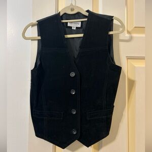 VTG Kathy Ireland Black Genuine Suede Leather Vest